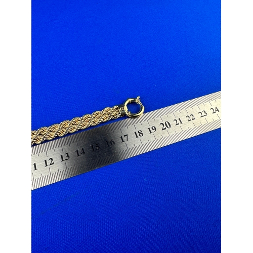 32 - 9ct Gold Double Rope Link Bracelet 13.2g, 19cm.