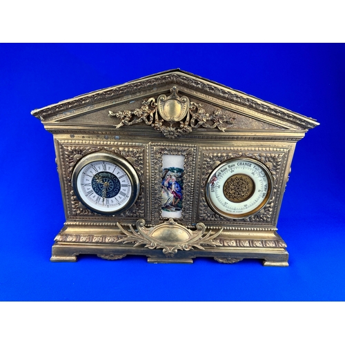 45 - French Ormolu Mantle Clock & Barometer a/f