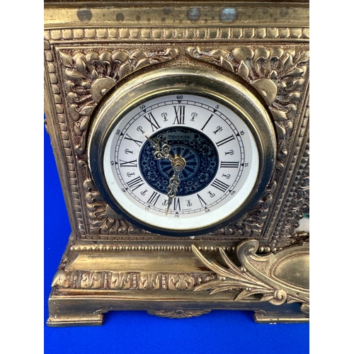 45 - French Ormolu Mantle Clock & Barometer a/f