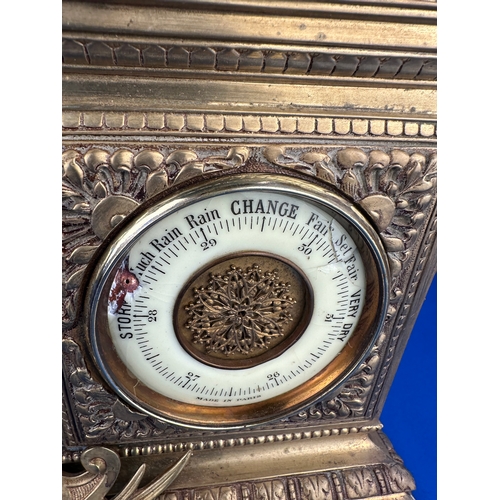 45 - French Ormolu Mantle Clock & Barometer a/f