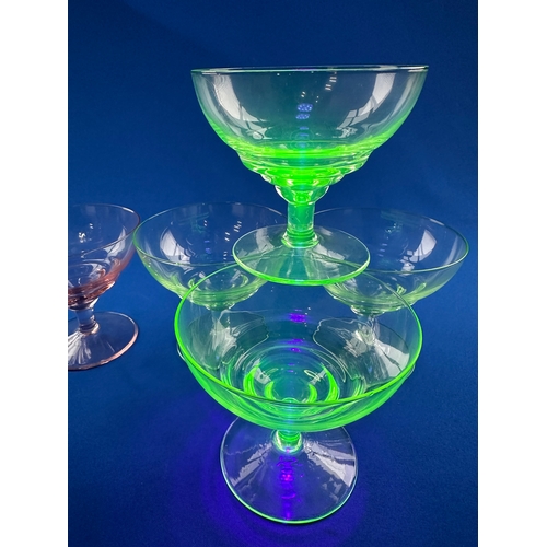 238 - Set of 8 Vintage Dessert Glasses including 4 Uranium