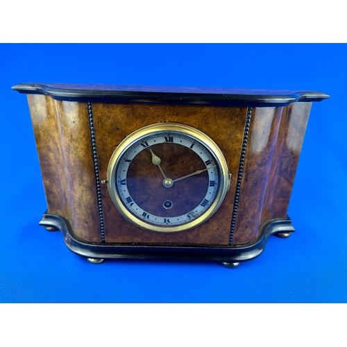 44 - Walnut Mantle Clock with English Movement & Swiss Escapement. Ticking.