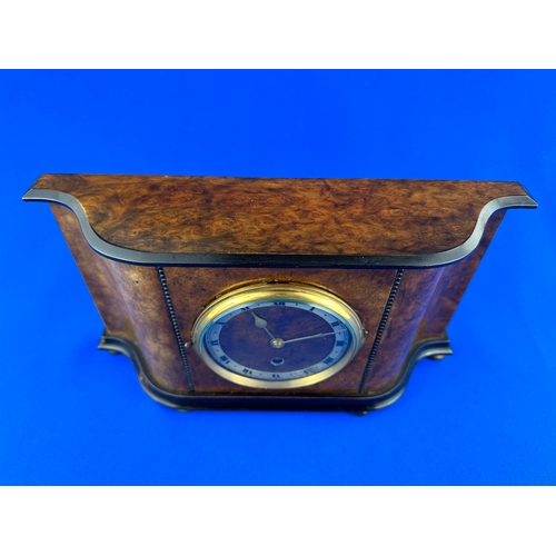 44 - Walnut Mantle Clock with English Movement & Swiss Escapement. Ticking.