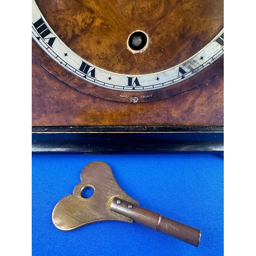 44 - Walnut Mantle Clock with English Movement & Swiss Escapement. Ticking.