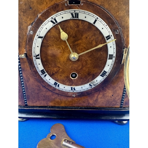 44 - Walnut Mantle Clock with English Movement & Swiss Escapement. Ticking.