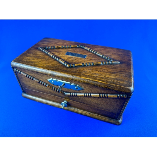 152 - Quality Vintage Oak Box - Inscription Reads 