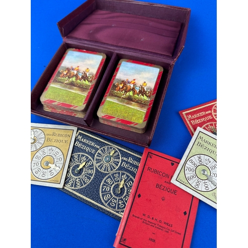 78 - Bridge Set with Scorecards & Waddingtons Playing Cards. Wills Tobacco Company Bezique Game.