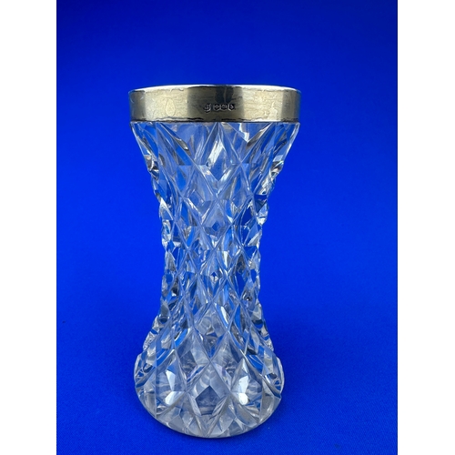 236 - Antique Cut Crystal & Hallmarked Silver Top Vase - Sheffield 1919