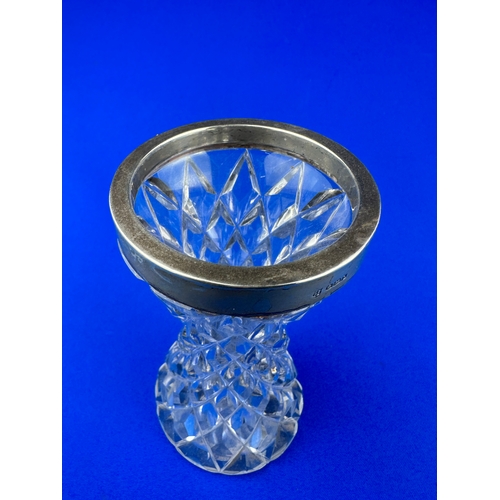 236 - Antique Cut Crystal & Hallmarked Silver Top Vase - Sheffield 1919