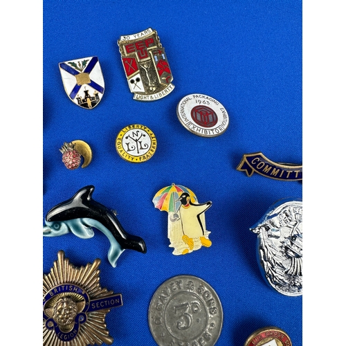 176 - Quantity of Pin Badges including a Token & Medal