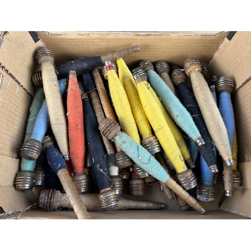 198 - Box of Vintage Mill Quill Bobbins