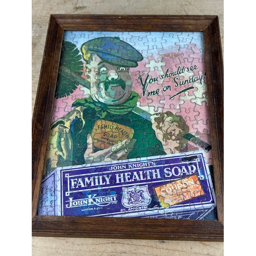 203 - Framed Vintage Advertising Jigsaw - John Knight's Family Health Soap 