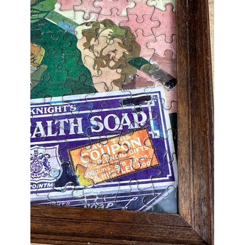 203 - Framed Vintage Advertising Jigsaw - John Knight's Family Health Soap 