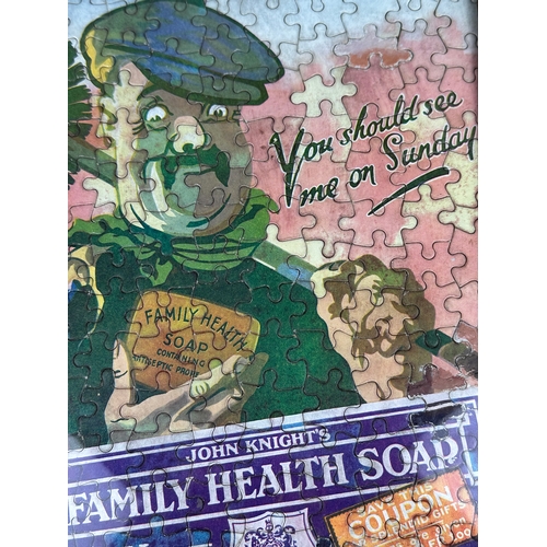 203 - Framed Vintage Advertising Jigsaw - John Knight's Family Health Soap 