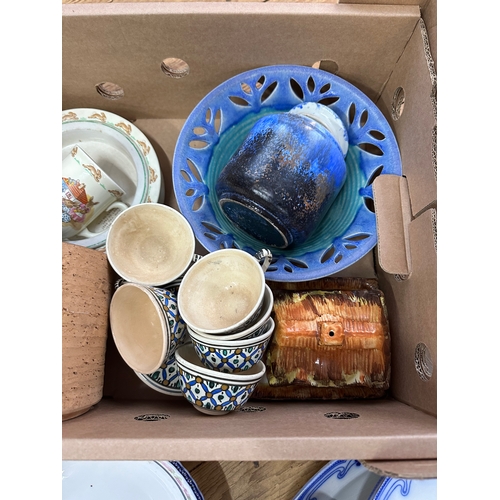 453 - Mixed Box of Ceramics & Glassware including Bunnykins & Boxed Dartington items.