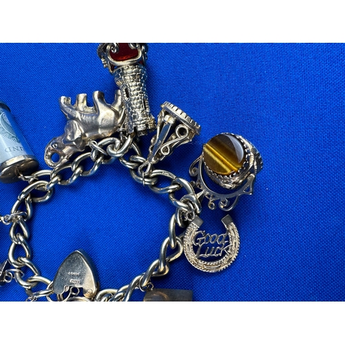 76 - 9ct Gold Charm Bracelet 64.9g gross - Nice Pendants & Charms including Fobs, Emergency Break Glass M... 