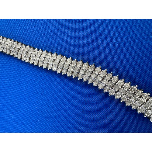 69 - 9ct Gold and Diamond (225 small stones) Bracelet 19cm long 17.7g gross