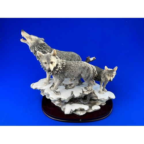 296 - Large Resin Wolves Figure