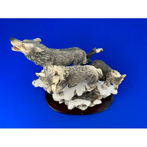 296 - Large Resin Wolves Figure