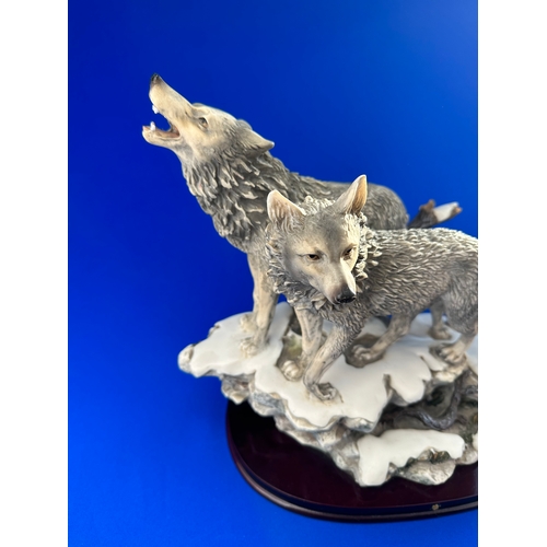 296 - Large Resin Wolves Figure