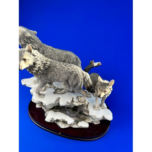 296 - Large Resin Wolves Figure