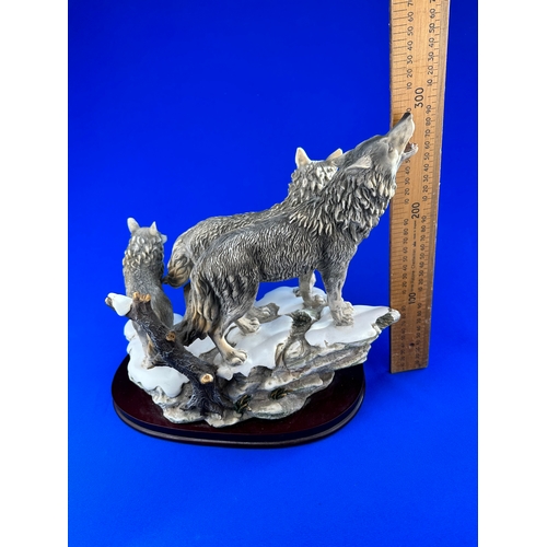 296 - Large Resin Wolves Figure