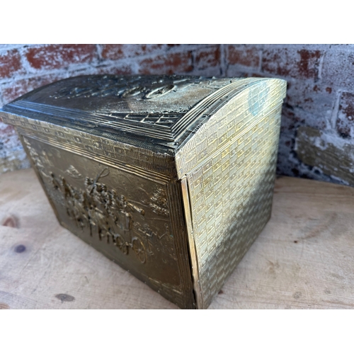 291 - Vintage Repousse Brass Box