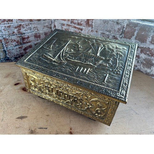 292 - Vintage Brass Slipper Box