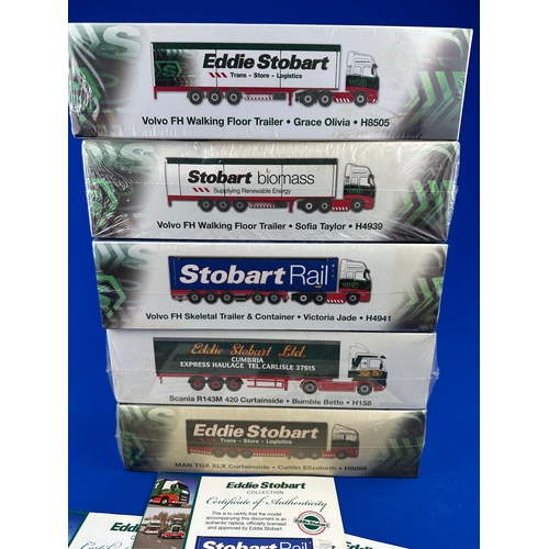 102 - Five Eddie Stobart by Atlas Editions Vehicles, Boxed and Factory Sealed with Certificates of Authent... 