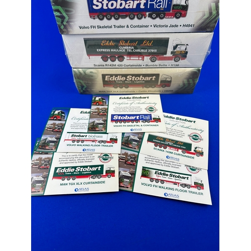 102 - Five Eddie Stobart by Atlas Editions Vehicles, Boxed and Factory Sealed with Certificates of Authent... 