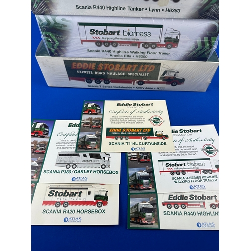 103 - Five Eddie Stobart by Atlas Editions Vehicles, Boxed and Factory Sealed with Certificates of Authent... 