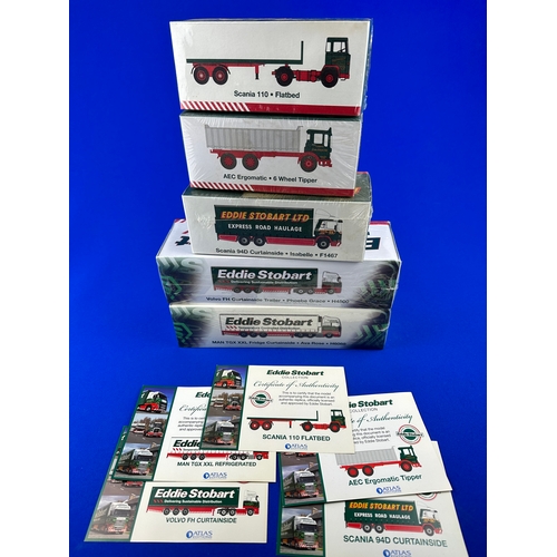 104 - Five Eddie Stobart by Atlas Editions Vehicles, Boxed and Factory Sealed with Certificates of Authent... 