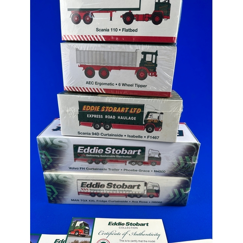 104 - Five Eddie Stobart by Atlas Editions Vehicles, Boxed and Factory Sealed with Certificates of Authent... 