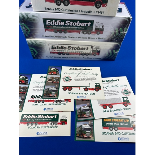 104 - Five Eddie Stobart by Atlas Editions Vehicles, Boxed and Factory Sealed with Certificates of Authent... 