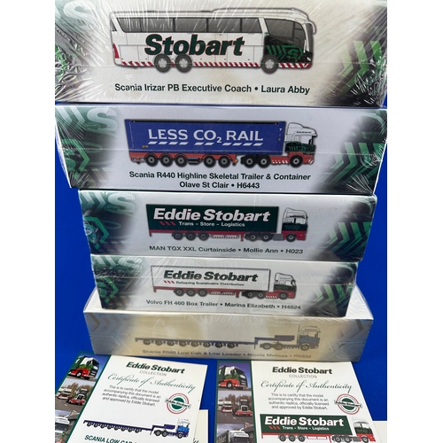 106 - Five Eddie Stobart by Atlas Editions Vehicles, Boxed and Factory Sealed with Certificates of Authent... 