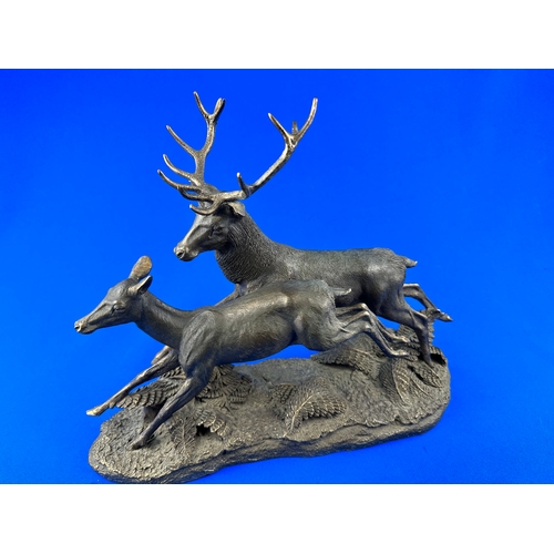 302 - Tom Mackie Cold Cast Bronze Running Deer Sculpture for Genesis Fine Arts Heredities