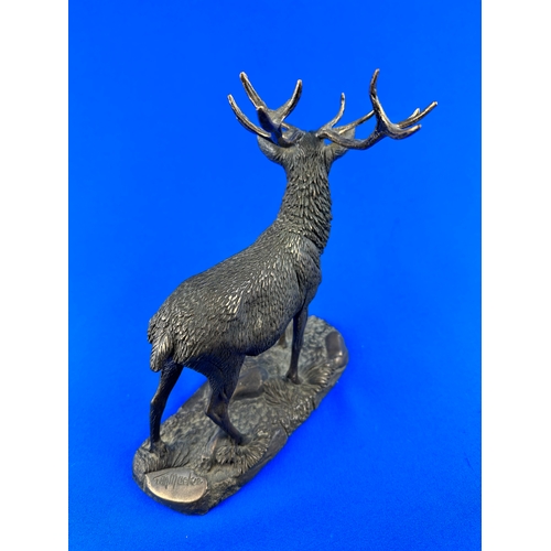 303 - Cold Cast Bronze Stag Figure by Tom Mackie- Heredities, Genesis Fine Arts.