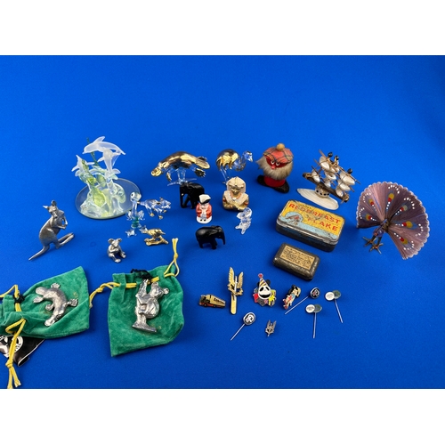 308 - Small Collectables including Glass, Pewter, Badges & SAS Military Cap Badge.