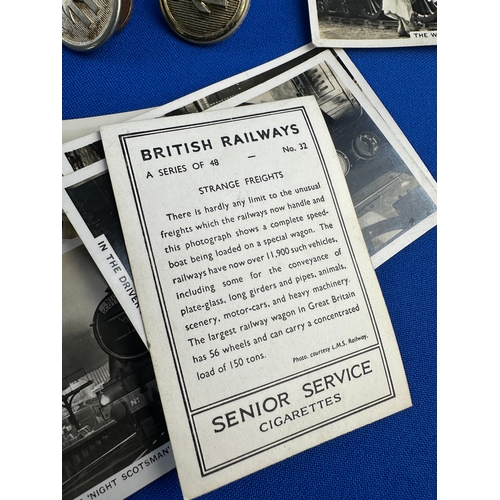 310 - British Rail Uniform Buttons & Senior Service Cigarette Cards Set - Railwayana Interest