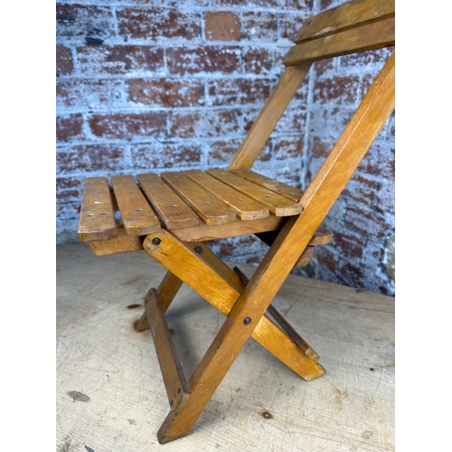 474 - Vintage Folding Wooden Childs Chair