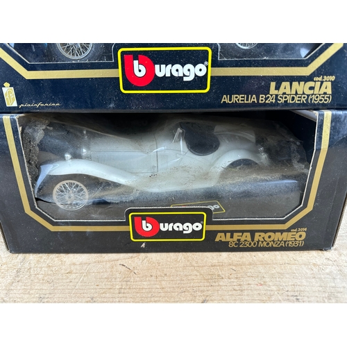 135 - Bburago 1/18th Scale Diecast Cars to include: Alfa Romeo 2300 Spider (1932), Lancia Aurelia B24 Spid... 