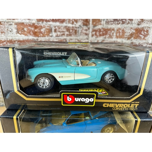 136 - Bburago 1/18th Scale Diecast Cars to include: Chevrolet Corvette (1957), Bugatti EB 110 (1991), Buga... 