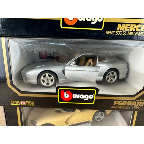 137 - Bburago 1/18th Scale Diecast Cars to include: Mercedes 300SL Mille Miglia (1955(), Ferrari 456GT (19... 