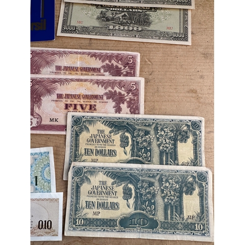 77 - Uncirculated £1 Note & Japanese War Money Notes.