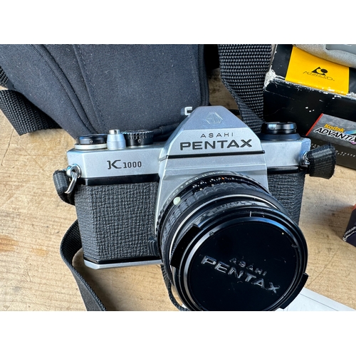 366 - Pentax Asahi K100 SLR 35mm Camera with Lens, 4 new 35mm films & Kodak Advantix