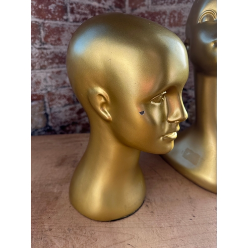 252 - Two Gold Glitter Shop Display Mannequin Heads