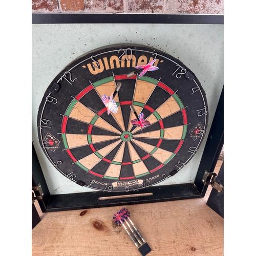 444 - Winmau Diamond Dartboard with Darts & Wall Case