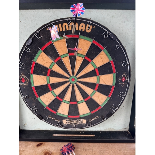 444 - Winmau Diamond Dartboard with Darts & Wall Case