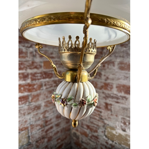 467 - Vintage Converted Oil Lamp Pendant Light.