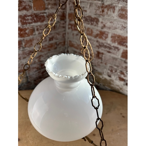 467 - Vintage Converted Oil Lamp Pendant Light.